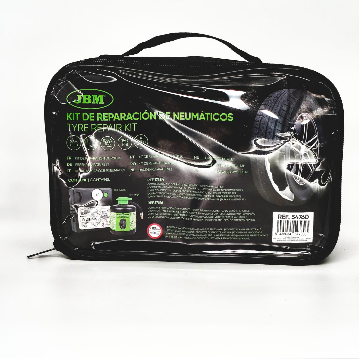 KIT DI RIPARAZIONE PNEUMATICI - LIQUIDO SIGILLANTE E COMPRESSORE D'ARIA cod. 54760