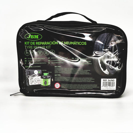 KIT DI RIPARAZIONE PNEUMATICI - LIQUIDO SIGILLANTE E COMPRESSORE D'ARIA cod. 54760
