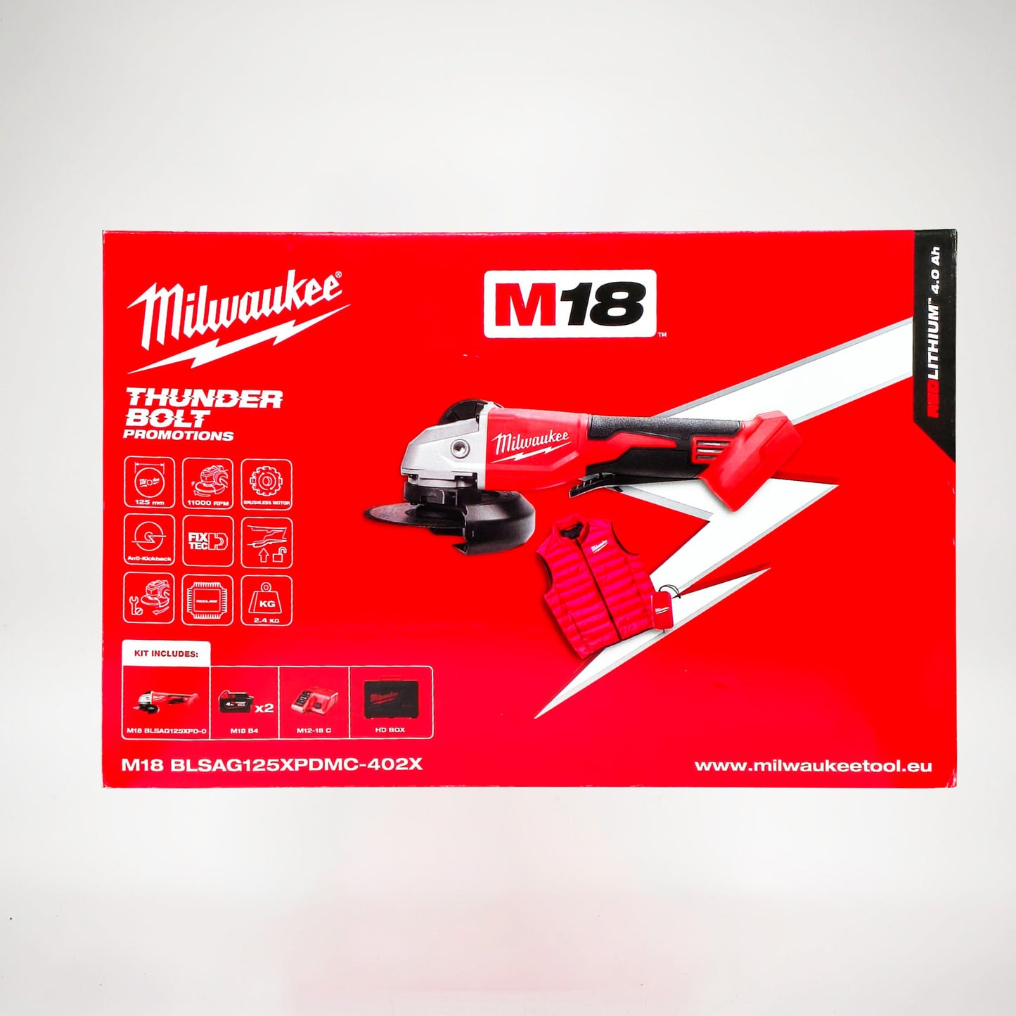 Smerigliatrice angolare M18 BLSAG125XPDMC-402XBrushless 125 mm con avvio a paletta