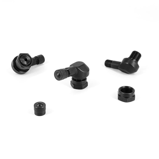 Valvola moto in alluminio nera 90° foro 8,3 mm