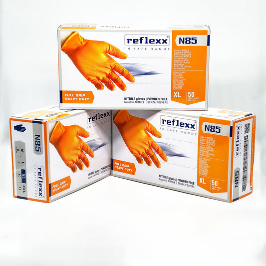 Guanti In Nitrile Senza Polvere Full Grip N85 Arancione